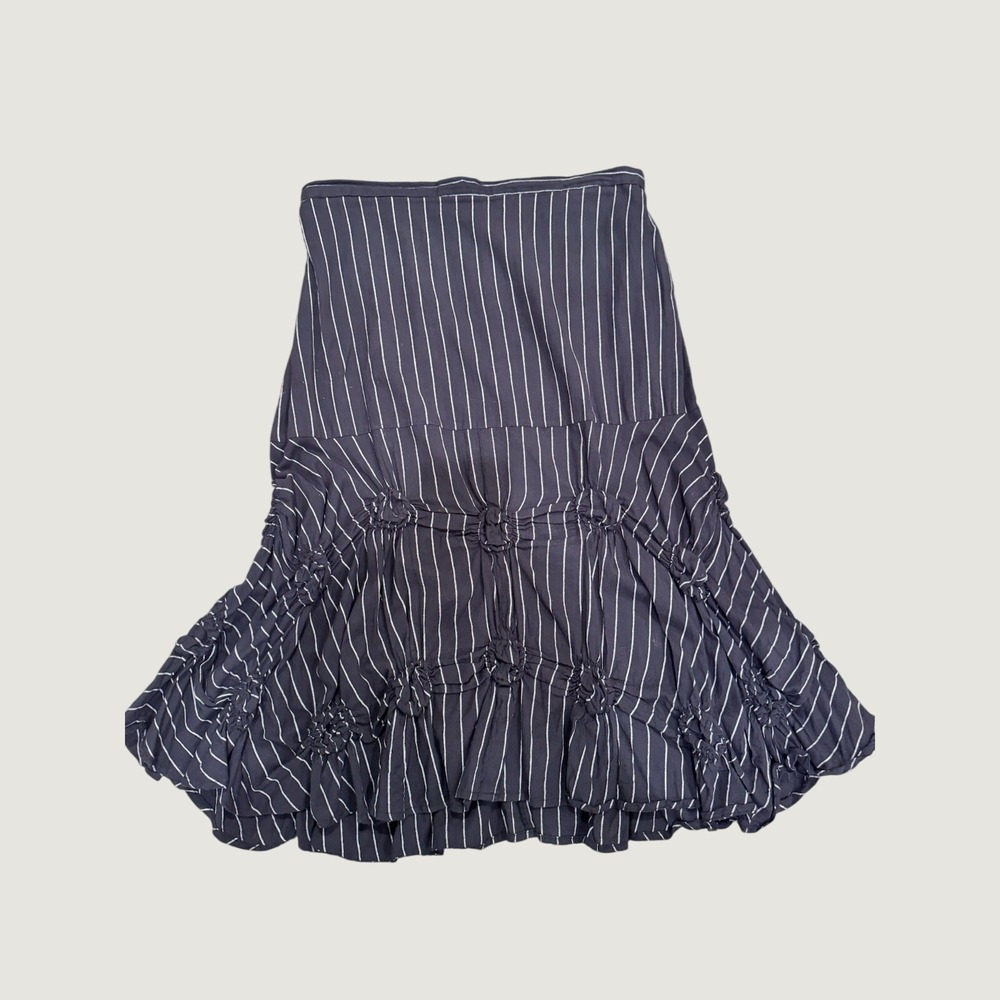 Tulip CV378 Millie Skirt Large Black White Stripes Strechy Waist Cotton Bohemian